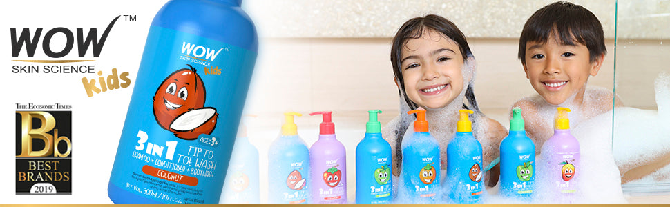 WOW SKIN SCIENCE Brown 3 in 1 Tip to Toe Wash 300 ML (For Children Age 3+)