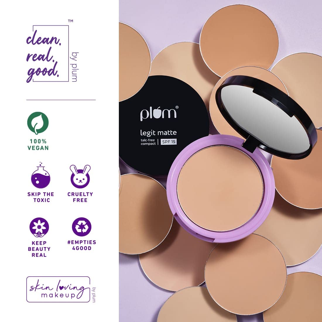 Plum Legit Matte Talc-Free Compact (Natural Beige - 110Y)