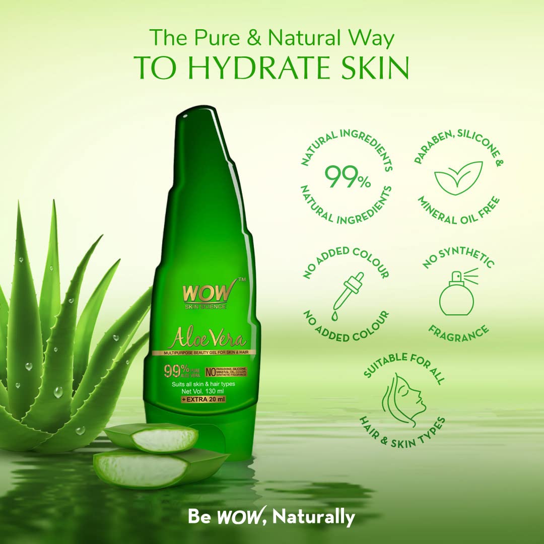 WOW Skin Science 99% Pure Aloe Vera Gel for Face, Skin & Hair - 150ml