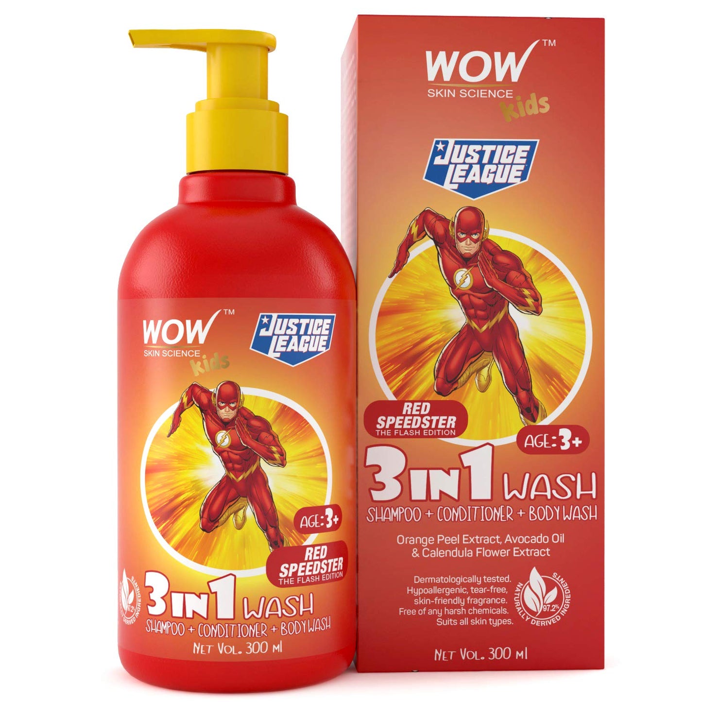 WOW SKIN SCIENCE Brown 3 in 1 Tip to Toe Wash 300 ML (For Children Age 3+)