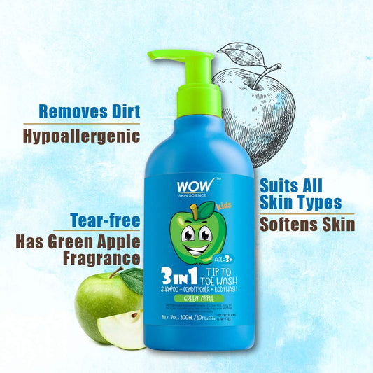 WOW SKIN SCIENCE Brown 3 in 1 Tip to Toe Wash 300 ML (For Children Age 3+)