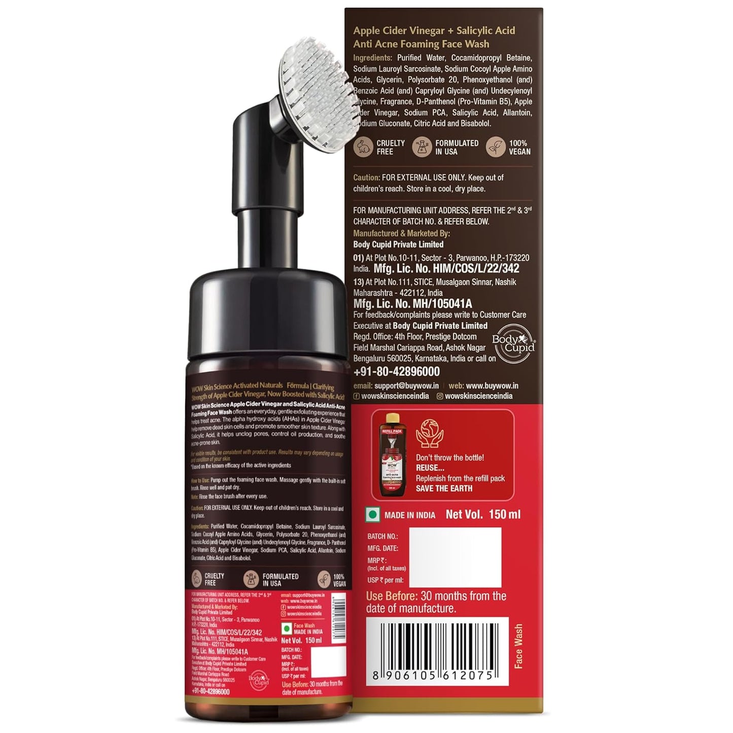 WOW Skin Science Apple Cider Vinegar Foaming Face Wash 150ml